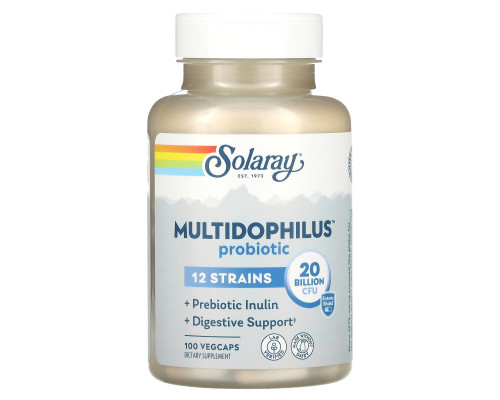 Пробиотики, Multidophilus 12, Solaray, 20 млрд КОЕ, 100 капсул