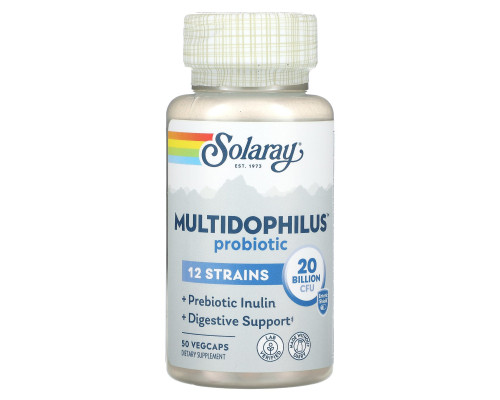 Пробиотики, Multidophilus 12, Solaray, 20 млрд КОЕ, 50 капсул