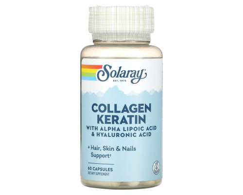Коллаген и кератин, тип I, II, III, Collagen Keratin, Solaray, 60 капсул