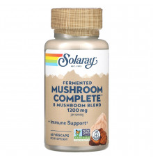 Лечебные грибы, смесь, Mushroom Complete, Solaray, органик, ферментированные, 600 мг, 60 вегетарианских капсул