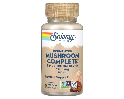 Лечебные грибы, смесь, Mushroom Complete, Solaray, органик, ферментированные, 600 мг, 60 вегетарианских капсул