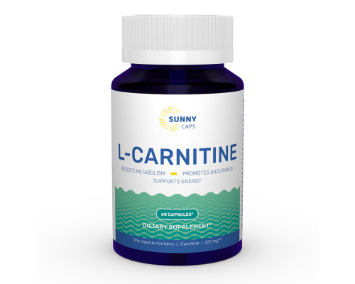 L-карнитин, L-carnitine Powerful, Sunny Caps, 250 мг, 60 капсул