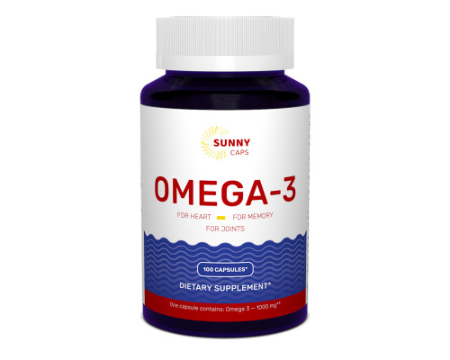 Омега-3, рыбий жир, Omega-3 Active Powerful, Sunny Caps, 1000 мг, 100 гелевых капсул