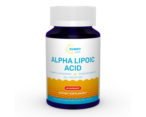 Альфа-липоевая кислота, Alpha-Lipoic Acid Powerful, Sunny Caps, 60 капсул
