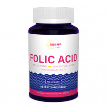 Фолиевая кислота, Folic Acid Powerful, Sunny Caps, 400 мкг, 100 капсул