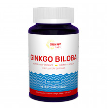 Гинкго Билоба, Ginkgo Biloba, Sunny Caps, 20 мг, 100 капсул