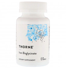 Железо, Iron Bisglycinate, Thorne, 60 капсул