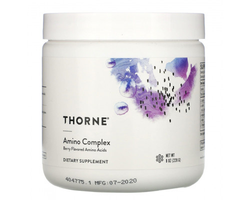 Аминокислоты, Amino Complex, Thorne, комплекс, ягодный вкус, 228 г.