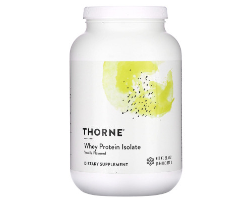 Сывороточный протеин изолят, Whey Protein Isolate, Thorne, ваниль, 837 г