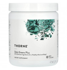 Суперфуд, Daily Greens Plus, Thorne, для здоровья разума и тела, 204 г