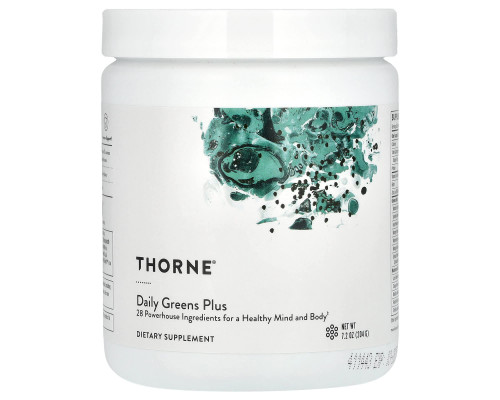 Суперфуд, Daily Greens Plus, Thorne, для здоровья разума и тела, 204 г