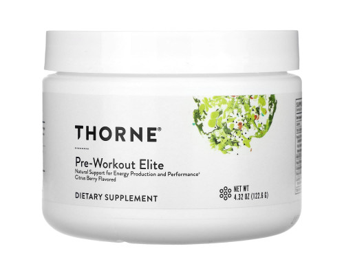 Предтренировочный комплекс, Pre-Workout Elite, Thorne, цитрус и ягоды, 122,6 г
