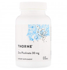 Пиколинат цинка усиленный, Zinc Picolinate, Thorne, 30 мг, 180 капсул