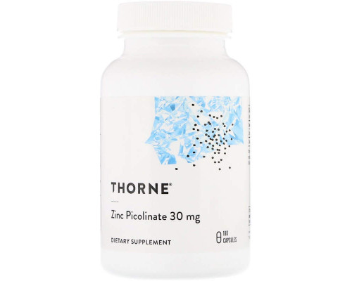 Пиколинат цинка усиленный, Zinc Picolinate, Thorne, 30 мг, 180 капсул
