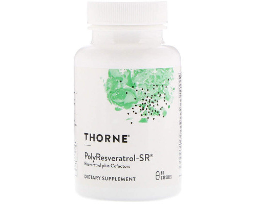 Ресвератрол, птеростильбен, куркумин, PolyResveratrol-SR, Thorne, 60 капсул