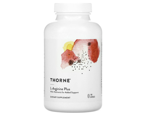 L-аргинин Плюс, L-Arginine Plus with Nutrients for Added Support, Thorne, комплекс для сердечно-сосудистой системы, 180 капсул