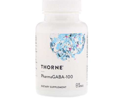 Гамма-аминомасляная кислота, PharmaGABA-100, Thorne, 60 капсул