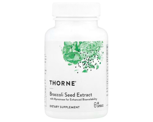 Брокколи, Broccoli Seed Extract, Thorne, экстракт семян, 60 вегетарианских капсул
