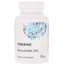 Гамма-аминомасляная кислота, PharmaGABA-250, Thorne, 60 капсул (250 мг на капсулу)