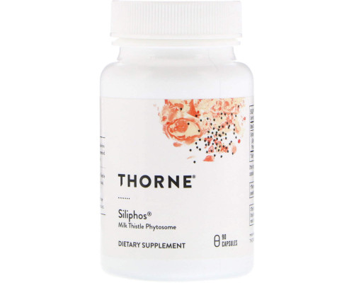 Расторопша, Siliphos, Thorne, фитосома расторопши пятнистой, 90 капсул (180 мг на капсулу)