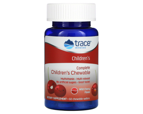 Мультивитамины для детей, Complete Multi Children's, Trace Minerals, со вкусом дикой вишни, 60 жевательных вафель