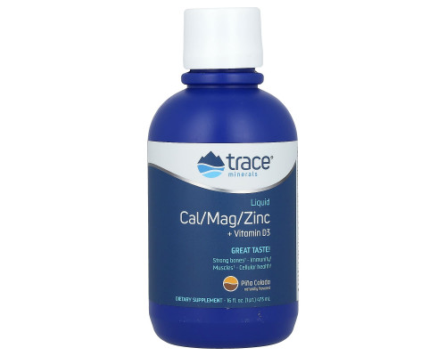 Кальций, магний, цинк и витамин D3, Cal/Mag/Zinc, Trace, 1200 мг/600 мг/15 мг, жидкий, 473 мл