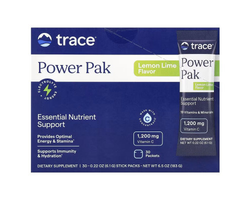 Электролиты, Electrolyte Stamina PowerPak, Trace, лимон-лайм, 30 пакетов по 6,1 г