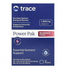 Электролиты, Electrolyte Stamina Power Pak, Trace, малина, 30 пакетов по 6.1 г
