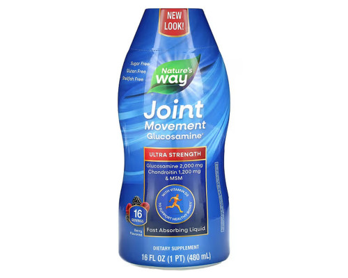Глюкозамин для подвижности суставов, Joint Movement Glucosamine, Nature's Way, вкус ягод, 480 мл