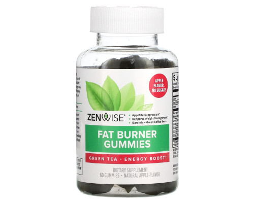 Жиросжигатель, Fat Burner Gummies, Zenwise Health, яблоко, 60 жевательных конфет