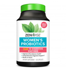 Пробиотик для женщин, Women's Probiotic Plus 10 Digestive Enzymes, Zenwise Health, с пищеварительными ферментами, 60 вегетарианских капсул