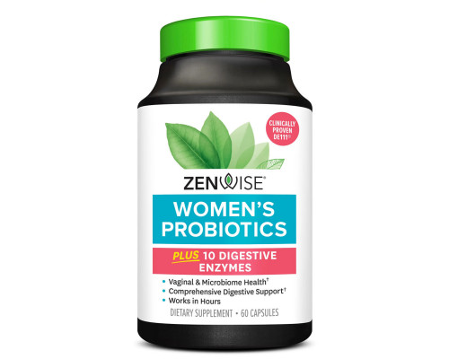 Пробиотик для женщин, Women's Probiotic Plus 10 Digestive Enzymes, Zenwise Health, с пищеварительными ферментами, 60 вегетарианских капсул