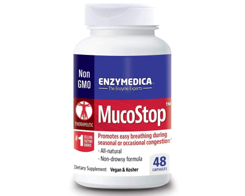 Ферменты (протеолитические), MucoStop, Enzymedica, 48 капсул