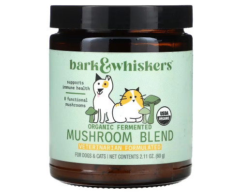 Комплекс грибов для здоровья животных, Mushroom Blend, Dr. Mercola, органическая ферментированная грибная смесь, для собак и кошек, 60 г.