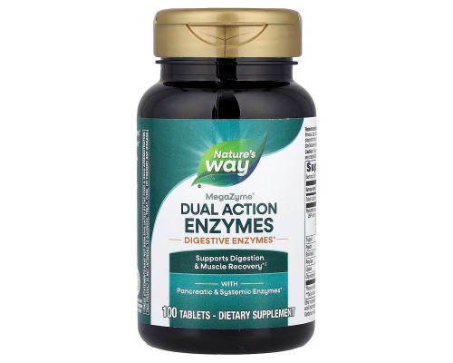 Ферменты для мышц и пищеварения, Mega-Zyme, Dual Action Enzymes, Nature's Way, двойного действия, 100 таблеток