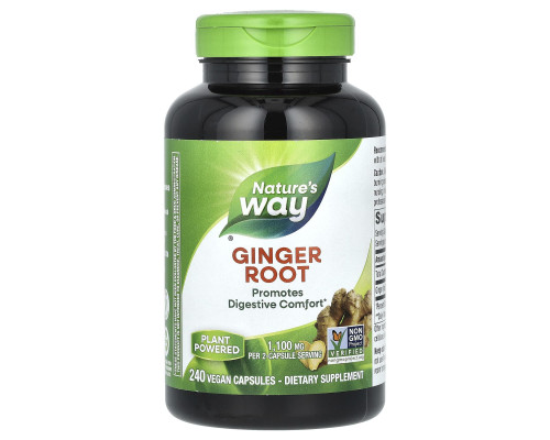 Корень имбиря (Ginger Root), Nature's Way, 1100 мг, 240 веганских капсул (550 мг на капсулу)