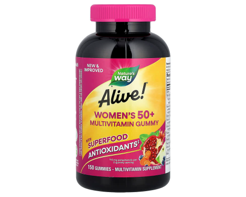 Мультивитамины для женщин старше 50 лет,  Women's 50+ Gummy, Nature's Way, Alive!, смесь ягод, 150 жевательных таблеток