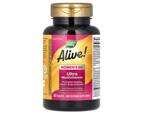 Мультивитамины для женщин 50+, Alive! Women's  50+, Multi-Vitamin, Nature's Way, 60 таблеток