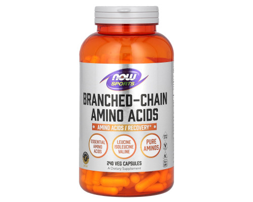 BCAA аминокислоты с разветвленной цепью, Amino Acids, Now Foods, Sports, 240 капсул