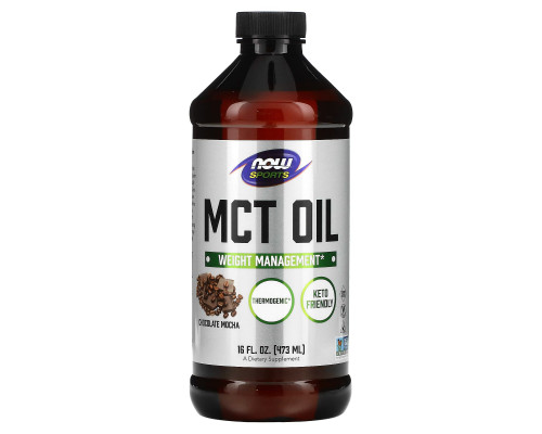 Масло МСТ для похудения, MCT Oil, Now Foods, Sports, вкус шоколадного мокко, 473 мл