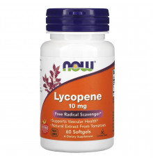 Ликопин (Lycopene), Now Foods, 10 мг, 60 гелевых капсул