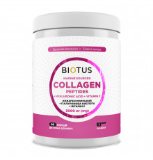 Морские коллагеновые пептиды с гиалуроновой кислотой и витамином С, Marine Sourced Collagen Peptidеs + Hyaluronic Acid + Vitamin C, Biotus, 5000 мг, 400 г