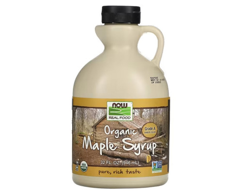 Кленовый сироп (янтарный), Maple Syrup, Now Foods, Real Food, органик, сорт А, 946 мл