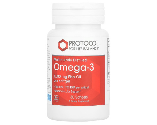 Омега-3, Omega-3, Protocol for Life Balance, 1000 мг, 30 гелевих капсул