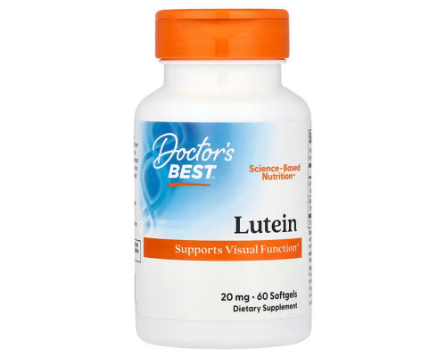 Лютеин, Lutein, Doctors Best, 20 мг, 60 гелевых капсул