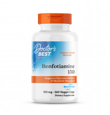 Бенфотиамин, Benfotiamine with BenfoPure, Doctor's Best, с BenfoPure, 150 мг, 360 веганских капсул