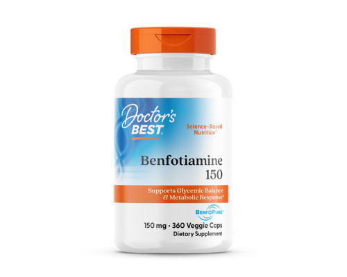 Бенфотиамин, Benfotiamine with BenfoPure, Doctor's Best, с BenfoPure, 150 мг, 360 веганских капсул