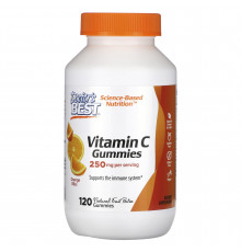 Витамин C со вкусом апельсина, Vitamin C Gummies, Doctor's Best, 250 мг, 120 жевательных конфет