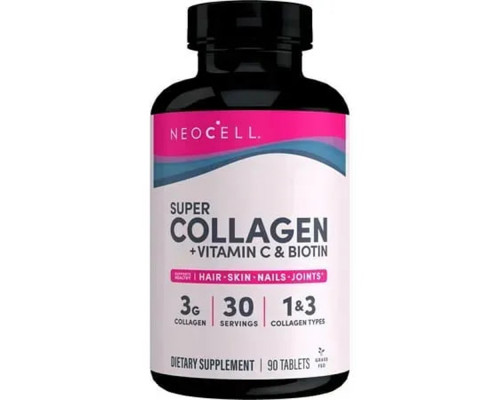 Коллаген + витамин С и биотин, Collagen, + Vitamin C & Biotin, NeoCell, супер, 90 таблеток