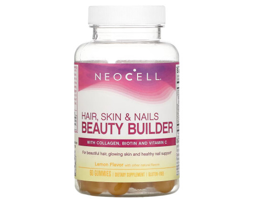Формула для здоровья волос, кожи и ногтей, Hair, Skin & Nails Beauty Builder, NeoCell, со вкусом лимона, 60 жевательных конфет